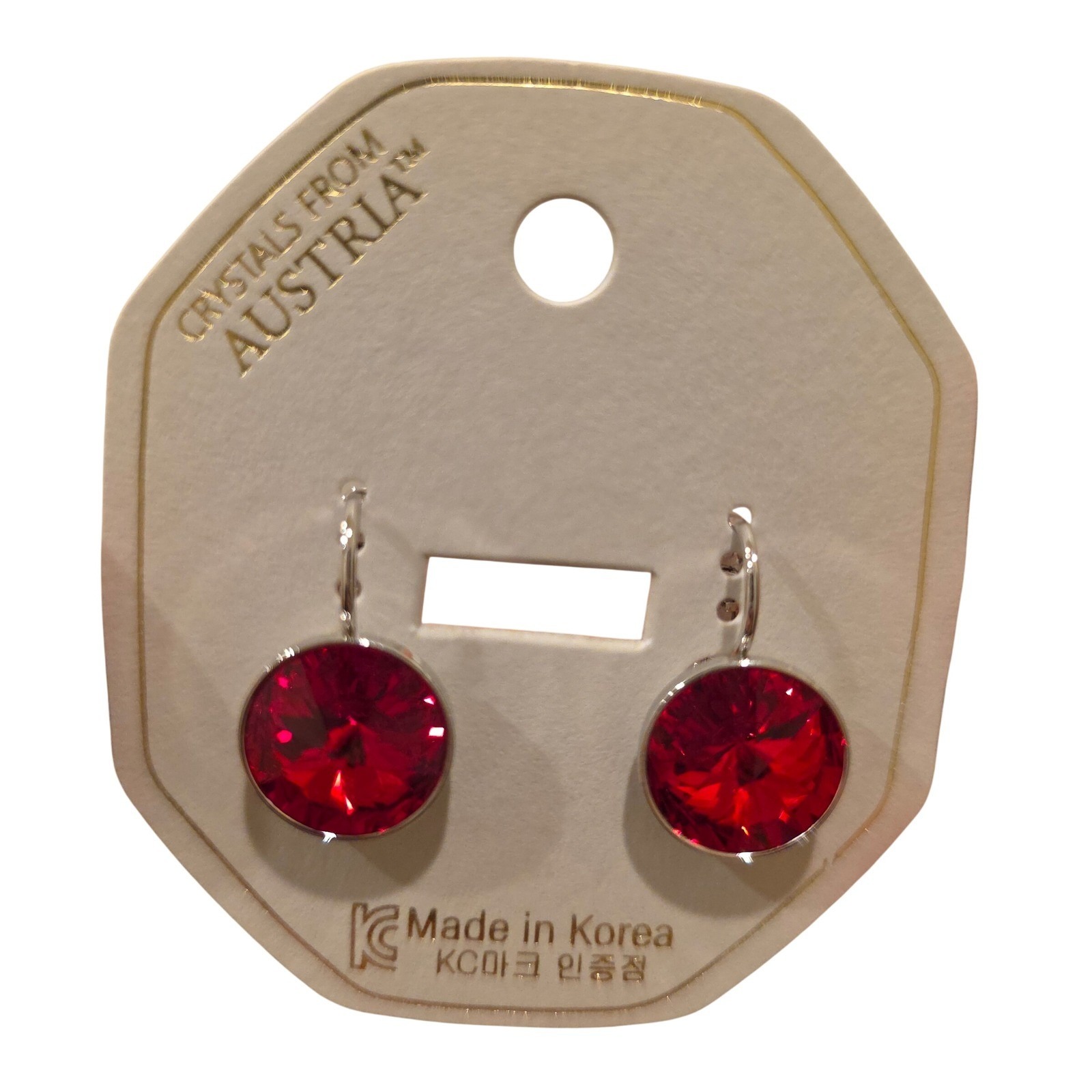Nwt Red/Litesiam Swarovski Element 13mm Dangle Platinumplatedroundshiny Earring